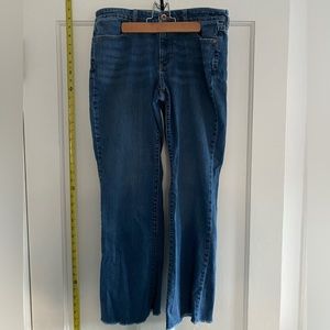 Lands End Frayed Mid Rise Boot Cut Jeans